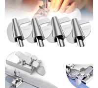 Guidre 1+4 Pcs Magnetic Seam Guide for Sewing Machine, Rolled Hem Presser Foot, 4-Sizes (7-10mm), Stainless Steel, Sewing Machine Accessory