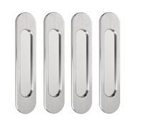 Guidre 4 Pack Sliding Door Handle 3.93" Self-Stick Oval Sliding Door Pulls,Self Stick No-Drill Handle,Silver Stainless Steel Cabinet Drawer Knob for Kitchen Cupboard Wardrobe Dresser Barn Door Closet