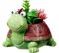 Guidre Garden Decoration Turtle Succulent Flower Pot Cute Animal Shaped Flower Pots Decoration Resin Cactus Plant Pots for Home Office Desk Mini Ornament Flower Pots Balcony Decoration,Green,L