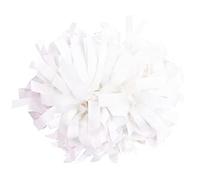 GUIFIER 1 Pair Metallic Cheerleader Pom Poms - 6 Inch Cheerleading Poms with Baton Handle, Sparkly Cheerleading Pom Pom, Cheer Pom Poms Pompoms for Cheerleading Girls Kids (White)