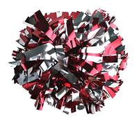 GUIFIER 2 Pack 6 Inches Metallic Cheerleading Pom Poms, Cheer Pom Pom with Baton Handle, Pompoms Cheerleader for Kids Girls Cheering Squad