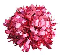 GUIFIER 6 inch 1 Pair Metallic Cheerleading Pom Pom with Baton Handle, Cheerleader Pom Poms, Cheerleading Holographic Pom Poms, Cheer Sparkle Pom Poms Gifts Pompoms for Cheering Squad (Hot Pink)
