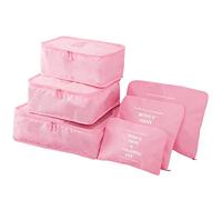 GUIFIER 6 Pack Packing Cubes Laundry Pouch, Travel Luggage Packing Organisers Bags, Luggage Storage Organiser, Travel Organizer Storage Bags, Travel Cubes Compression for Suitcases Backpack (Pink)