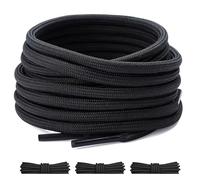 GUIGA 3 Pairs of Round Elastic Laces 4 mm - Sports Shoe Laces made Boot Laces Durable Polyester for Hhiking, Trekking and Sneakers -Black (140 cm)