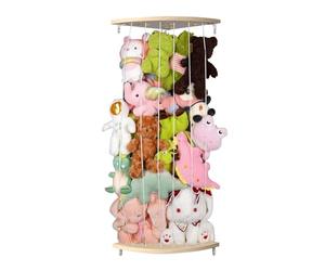 GUIGUZI Corner Stuffed Animal Storage Wood Soft Toy Shelf with Adjustable Length Large Corner Plush Toys Holder Nursery Hanging Organizer