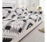 GuihcdknfuS Boho Sofa Cover, Soft Plush Non Slip Couch Cover, Settee Covers Washable, Sofa Slipcovers Pet Kid Friendly Furniture Protector for Living Room, dark gray, 110 * 240cm