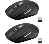 Guiheng 2 Pack Wireless Mouse, 2.4Ghz Wireless Mouse Computer Mouse1200,6 Buttons with Nano Receiver for Laptop,PC,Chromebook,Computer,Notebook,Office (Black)