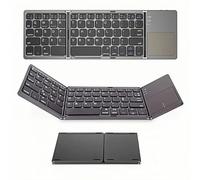 Guiheng Foldable Bluetooth Keyboard with Touchpad, Portable Wireless Keyboard Rechargeable Full Size Ultra Slim Pocket Folding Key Board for Android Windows iOS Tablet & Laptop-Grey