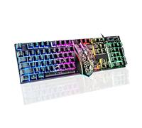 Guiheng Wired Crack Rainbow Gaming Keyboard and Mouse Combo, 104 Keys Light Up Mechanical Feeling Computer Keyboard, Wired Gaming Keyboard and Mouse for PC MAC Xbox Gamer(Black)