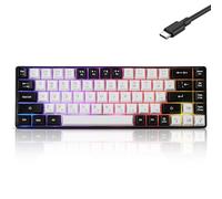 Guiheng Wired Portable 60% Mechanical Gaming Keyboard,RGB LED Backlit Compact 68 Keys Mini Wired Office Keyboard with Red Switch for Windows Laptop PC Mac - White