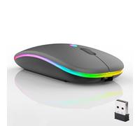 Guiheng Wireless Bluetooth Mouse,LED Dual Mode Rechargeable Silent Slim Laptop Mouse,Portable(BT5.2+USB Receiver) Dual Mode Computer Mice,for Laptop,Desktop Computer,ipad Tablet,Phone,TV (Grey)