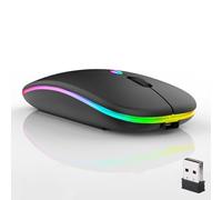 Guiheng Wireless Bluetooth Mouse,LED Dual Mode Rechargeable Silent Slim Laptop Mouse,Portable(BT5.2+USB Receiver) Dual Mode Computer Mice,for Laptop,Desktop Computer,ipad Tablet,Phone,TV (Black)