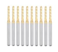 Guihydur 10PCS Titanium Coat Carbide End Mill Engraving Milling Cutter CNC Router Bits for PCB Machine, 1/8 Inch Shank 2Mm
