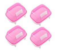 Guihydur 4X Pink White Small Hamsters Bathing Sand Cage Pet Bathroom 10 x 7 x 7cm