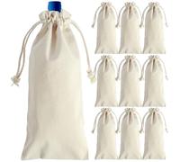 GUIJZSLTRG 10Pcs Sublimation Wine Bottle Bags Reusable Wine Gift Bags with Drawstrings Bulk Blank Heat Transfer Wine Bag DIY Wine Bottle Storage Pouches for Sublimation Party Wedding Travel Christmas