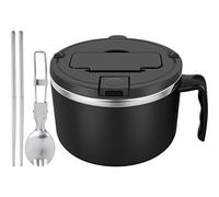 GUIJZSLTRG 1200ml Rapid Ramen Bowl with Filterable Lid, 304 Stainless Steel Noodle Bowl Set with Spoon Chopsticks BPA Free Ramen Cooker Bowls with Handle Dishwasher Safe for Dorm Home Office
