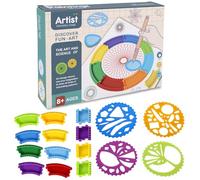 GUIJZSLTRG 18 Pcs Fun Spiral Art Drawing Kit Colorful Gear Ruler Template Creative Geometric Curve Stencil Set with Storage Box Early Educational Toy Gifts for Boys Girls, DIY Arts & Crafts Activity