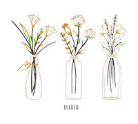 GUIJZSLTRG 3 Pcs Metal Flowers Wall Arts Exquisite Metal Vase Wall Decor Pink Floral Ornaments Minimalist Floral Line Hanging Sculptures for Living Room Bathroom Bedroom Patio Balcony Kitchen(Orange)