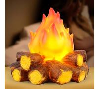 GUIJZSLTRG 3D LED Flame Effect Night Light Artificial Battery Powered Fire Lamp with Resin for Living Room, Bedroom, Cafeteria, Christmas Decor (Battery Not Included)