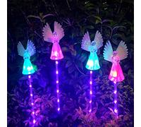 GUIJZSLTRG 4 Pack Solar Angel Light Outdoor Waterproof Solar Garden Stake Lamp Colorful Luminous Wings Lamps Garden Ornaments LED Lights Lawn Decorative Light for Cemetery Grave Sidewalk Yard Lawn