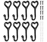 GUIJZSLTRG 8Pcs Love Heart Wall Hook Coat Hooks Cast Iron Bag Hanger Decorative Towel Hooks Multifunctional Vintage Key Hanger for Home, Kitchen, Bathroom, Bedroom, Garage
