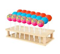 GUIJZSLTRG Lollipop Display Stand Holder Bamboo Wood 21 Holes Cake Pop Stand for Wedding Party Birthday Baby Shower Prom Decoration Halloween Christmas Candy Holder