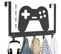 GUIJZSLTRG Over The Door Hook Game Controller Style Metal Behind Door Hanger Rack with 5 Hooks Wall Mounted Towel Rack Bathroom Decor Space Saving for Hanging Coats, Hats, Bags, Towels, Robes