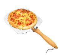 GUIJZSLTRG Perforated Aluminum Metal Pizza Peel with Wood Handle Heat Resistant Pizzas Turning Peel Pizza Oven Accessories with Holes for Baking Homemade Pizzas and Artisan Breads