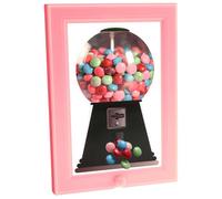 GUIJZSLTRG Picture Frame Sweet Dispenser for Kids, Creative Stand on Table Gumball Machine in Frame, Cute Hanging Candy Dispenser Home Decor for Candies Nuts Dog Cat Treats Holiday Presents (Pink)