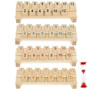 GUIJZSLTRG Rummy Wooden Game, Board Game from 7+ Years, Classical Rummy Cube Games with 112 Tile 4 Rack 1 Hourglass, Fun Travel Games for 2 to 4 Player for Adult and Kid