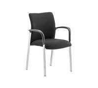 Guild Stacking Arm Office Chair With Fabric Seat And Back, Black