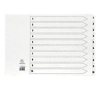 Guildhall 1 to 10 Numerical Dividers A3 White 10 Part Cardboard 11 Holes MWD1-10A3Z