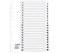 Guildhall 1 to 20 Dividers A4 White 20 Part Cardboard 11 Holes MWD1-20Z