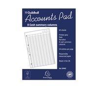 Guildhall Account Pad 8 Cash Column Ruled 54 Feint