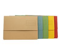 Exacompta Document Wallet DW250-ASTZ Half Flap 250gsm Manilla A4/Foolscap Assorted Pack 50