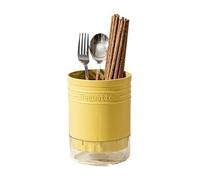 guiling-1986 Utensils Holder Utensil Holder, Plastic Kitchen Utensil Organizer for Countertop, Round Household Spoon Chopsticks Fork Drain Rack Cutlery Caddy, 3 Colors Kitchen Utensils Holder(Yellow)