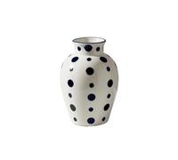 guiling-1986 Vases Decor White Ceramic Vase with Blue Dots Glossy Hand-Painted Decorative Vessel for Home & Office Flower Vases(Small)