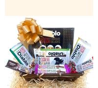 GuiltFree No Added Sugar Gift Hamper - 9 Sugar Free Snacks with Bars, Sandwich Cookies, Wafers & More | Diabetic Friendly Treats in Bamboo Basket