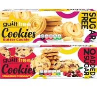 GuiltFree No Added Sugar & Sugar Free Cookies Biscuits (Pack of 2) Perfect for Diabetic Gift Hamper Basket Occassions (Butter Cookie & Chocolate Cranberry)
