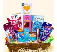 GuiltFree Premium Vegan Hamper Basket - Vegan Treats Gift Box for all occasions with protein chips, sweet and savoury snacks, and indulgent wafer bars for Men & Women