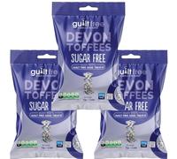 Guiltfree Sugar Free Devon Toffees Retro Classic Sweet Buttery Creamy Toffee Sweets | for Diabetic Gift Hamper Basket Available - Perfect for Gifting | 3 x 75g Resealable Pack