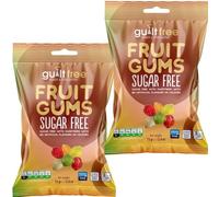 Guiltfree Sugar Free Fruit Gums Sweets Gummy Chewy Sweets | for Diabetic Gift Hamper Basket Available - Perfect for Gifting | 2 x 75g Resealable Pack