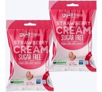 Guiltfree Sugar Free Strawberry Cream Sweets Retro Classic Sweet Hard Boiled Hard Sweets | for Diabetic Gift Hamper Basket Available - Perfect for Gifting | 2 x 75g Resealable Pack