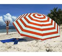 Guilty Gadgets 1.7m Red Striped Garden Beach Patio Tilt Umbrella Parasol Sun Shade UPF UV Protection Tilting Blue Striped Outdoor Garden Shade