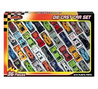 Guilty Gadgets 36 PC DIE CAST CAR MODEL SET F1 CONVERTIBLE RACING CARS KIDS TOY PLAY SET For Boys Girls