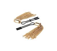 Guilty Pleasure Accents Tassel Tease Clamps Gold Tone Adjustable Intimate Accessory with Chain Tassels