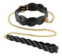 Guilty Pleasure Eclipse Lunar Braided Bondage Collar &, Leash Set
