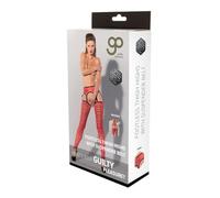 Guilty Pleasure Fetish Wear Printed Thigh High with Suspender Red XL