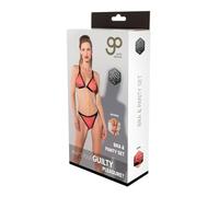 GUILTY PLEASURE Printed Datex Bra & Panty Set Red M