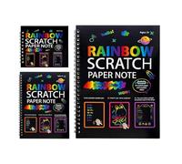 GuimMCanLin 3 Pieces Scratch Paper, Striped Kraft Paper Notebook, 20 cm Arcen Coloring Book, Magic Art Notepads, Birthday Gift for Girls and Boys